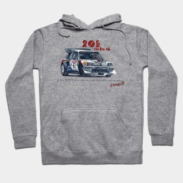 RALLY GROUP B: Peugeot 205 turbo 16 Hoodie by dareba